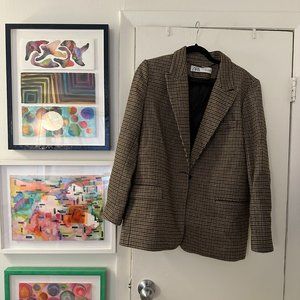 Gray and Black Zara Blazer with Elbow Patches Size L